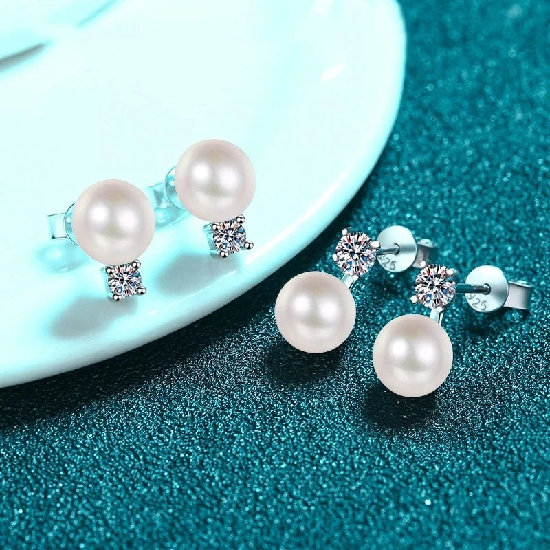 Pearl Diamond Stud Earrings