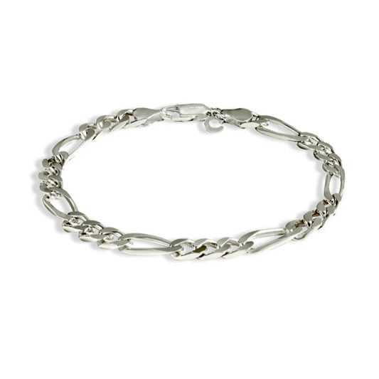Silver chain bracelet on a white background