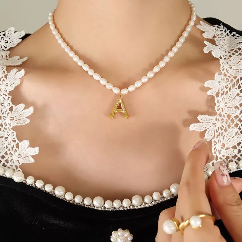 Ayo Letter Pearl Necklace