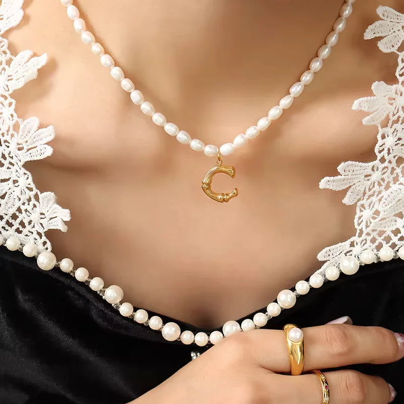 Ayo Letter Pearl Necklace