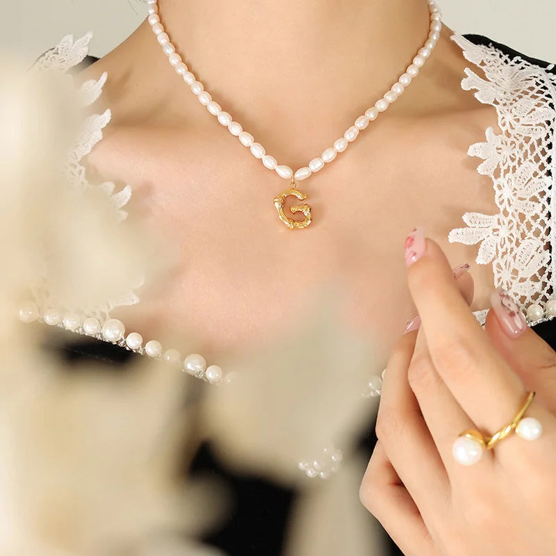 Ayo Letter Pearl Necklace