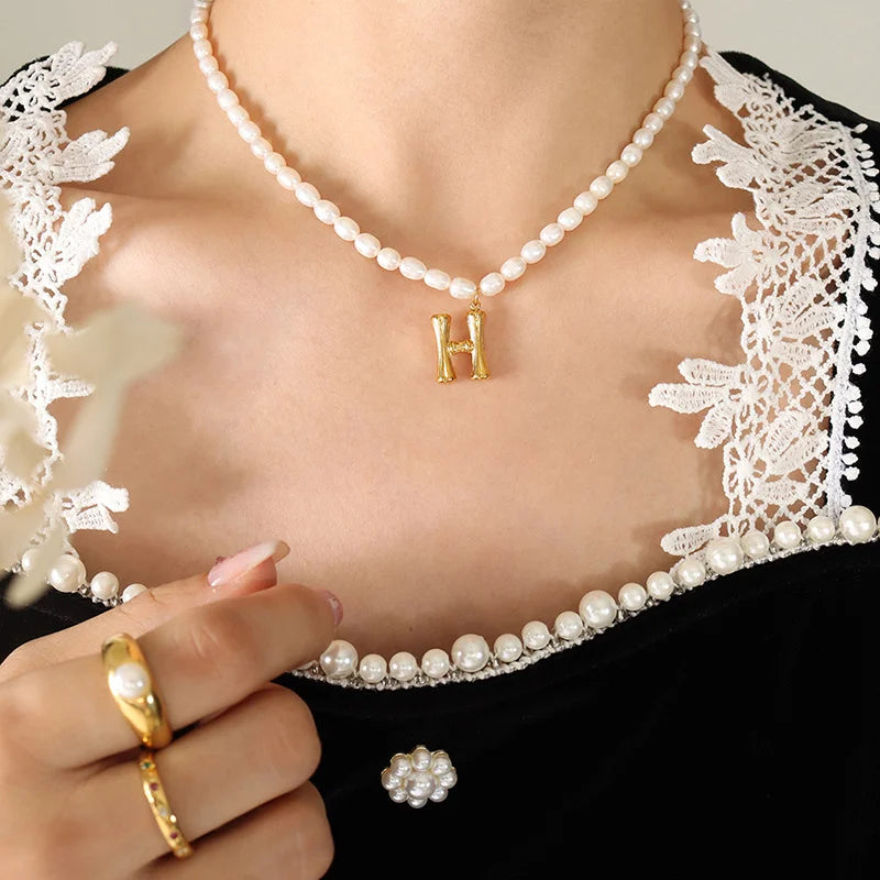 Ayo Letter Pearl Necklace