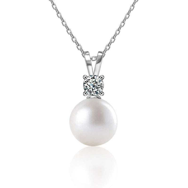 Pearl Diamond Stud Necklace