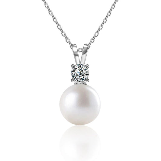 Pearl Diamond Stud Necklace