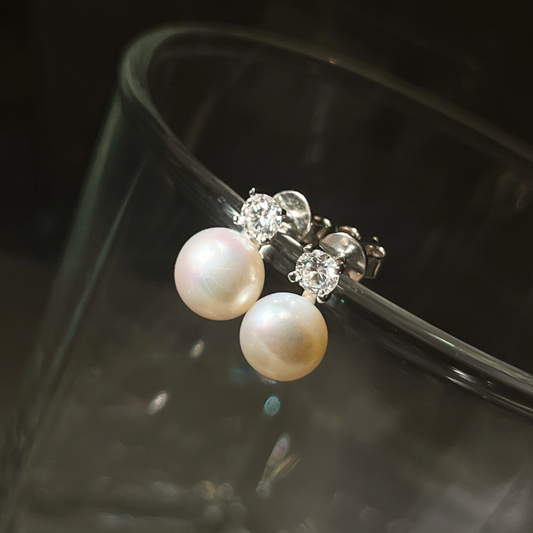Pearl Diamond Stud Earrings