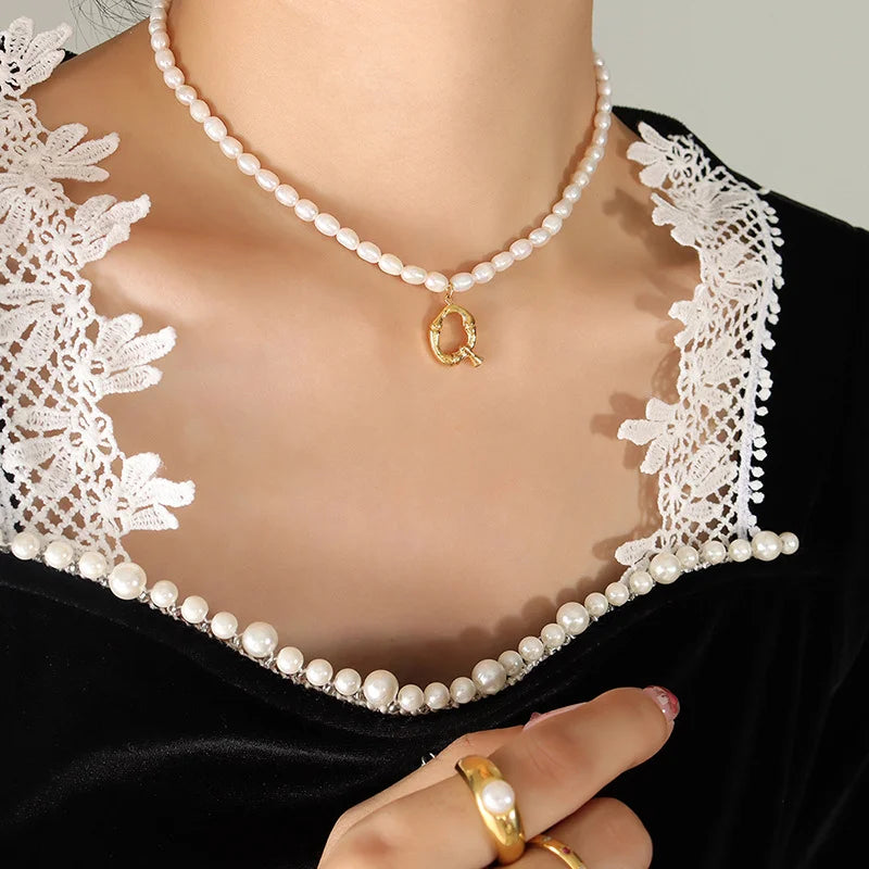 Ayo Letter Pearl Necklace