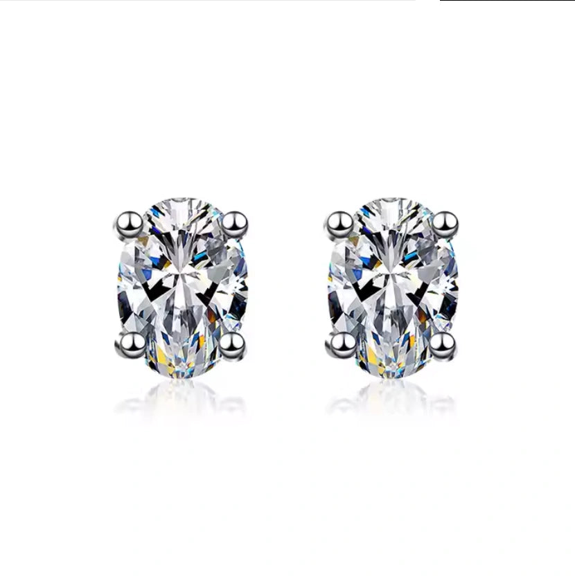 Oval Diamond Stud Earrings