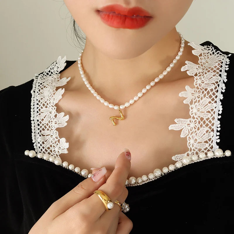 Ayo Letter Pearl Necklace