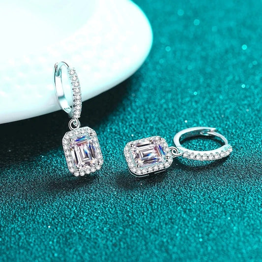 Silver Emerald Drop Earrings