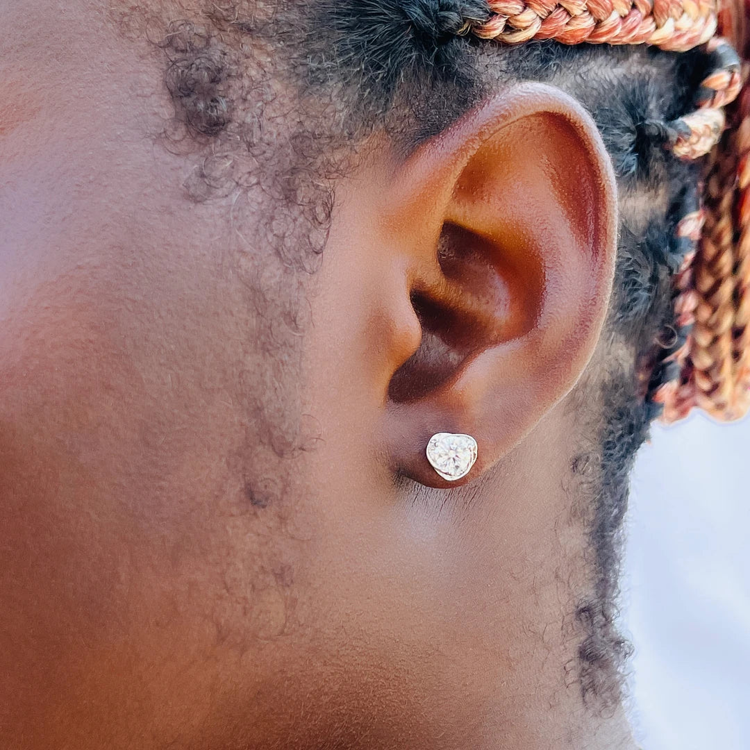Dainty Silver Heart Studs