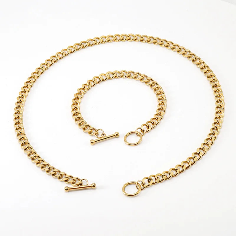 Toggle Chain and Bracelet Set (Gold)