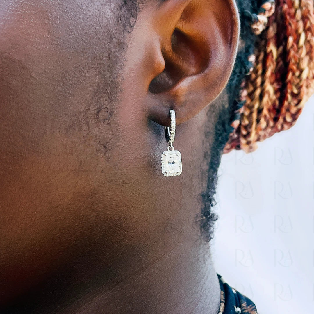 Silver Emerald Drop Earrings