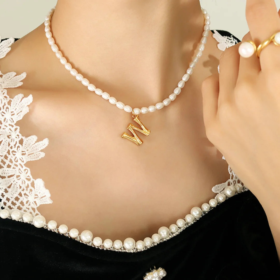 Ayo Letter Pearl Necklace
