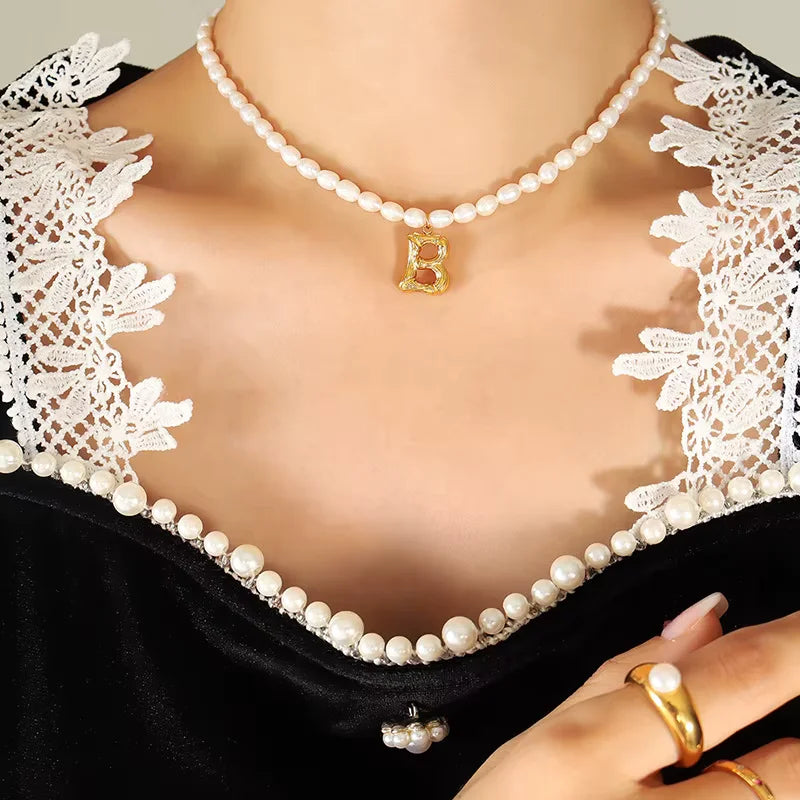 Ayo Letter Pearl Necklace