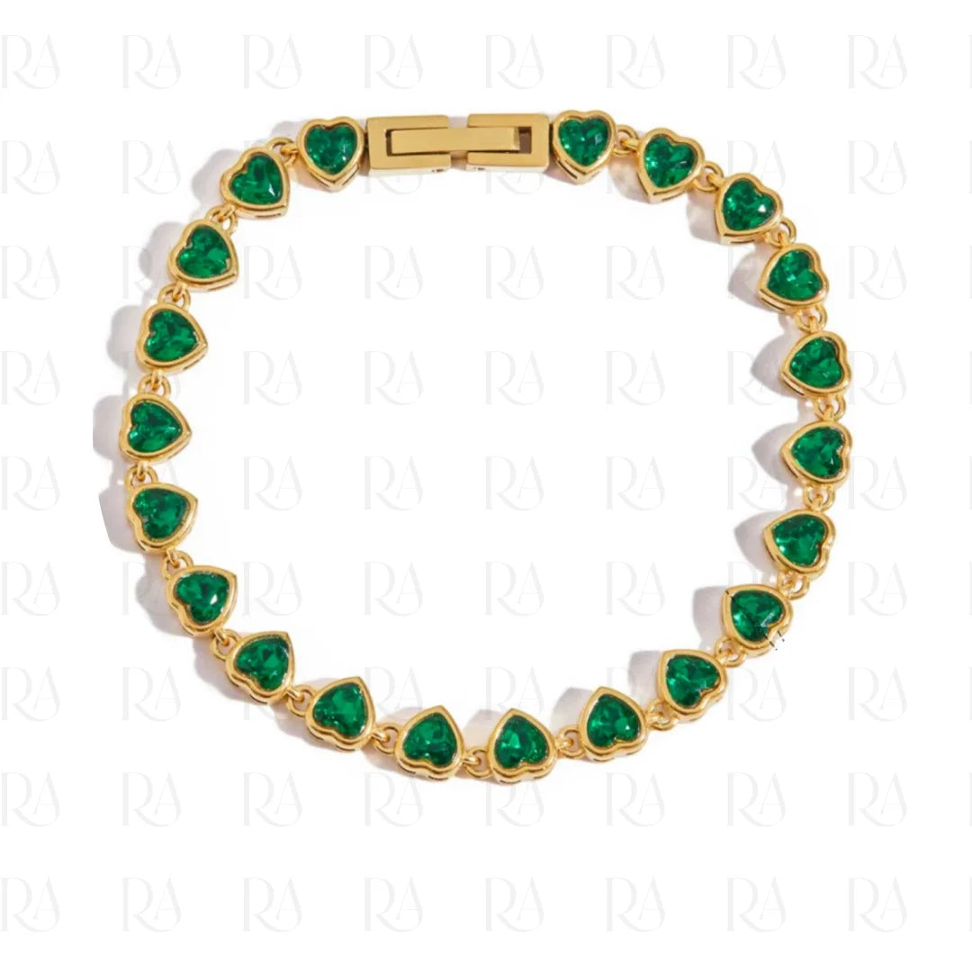 Emerald Heart Tennis Bracelet
