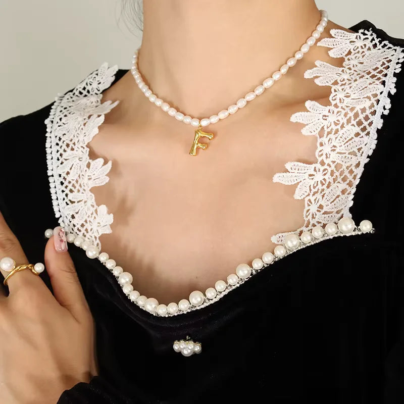Ayo Letter Pearl Necklace