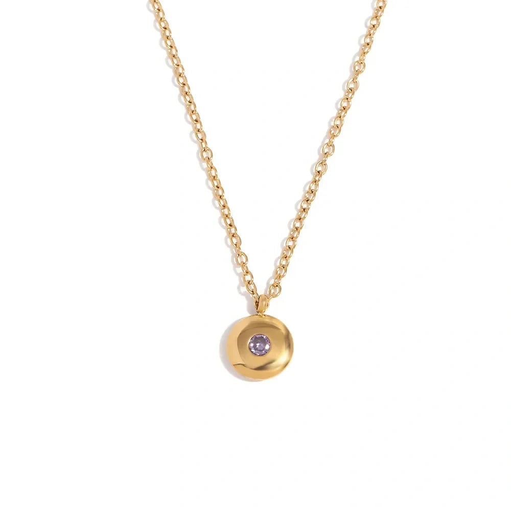 Dainty Birthstone Necklace, February | Amethyst