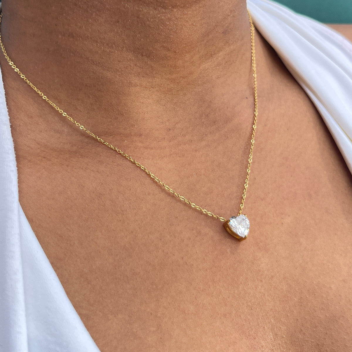 Amara Heart Necklace, worn