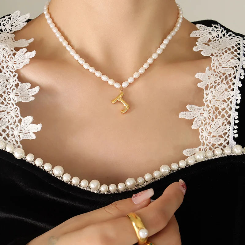 Ayo Letter Pearl Necklace