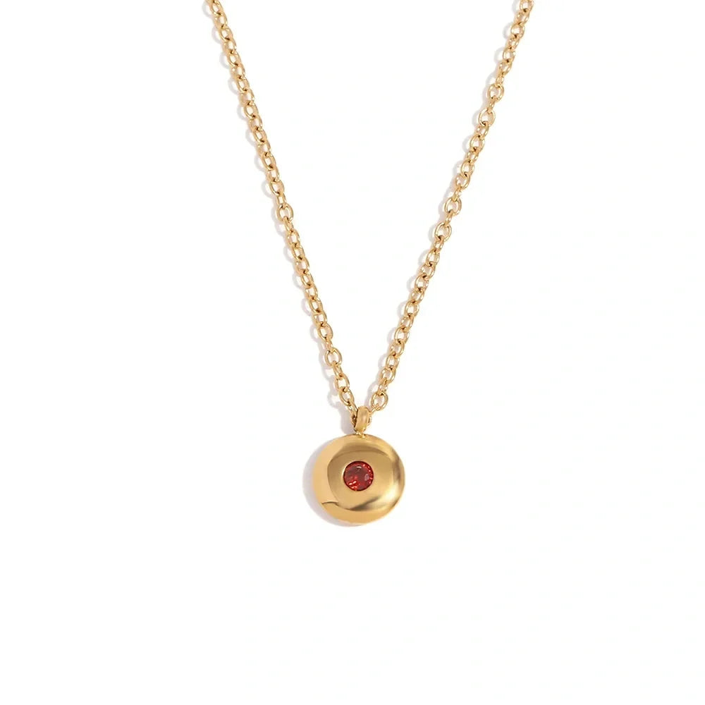 Dainty Birthstone Necklace, January | Red Garnet