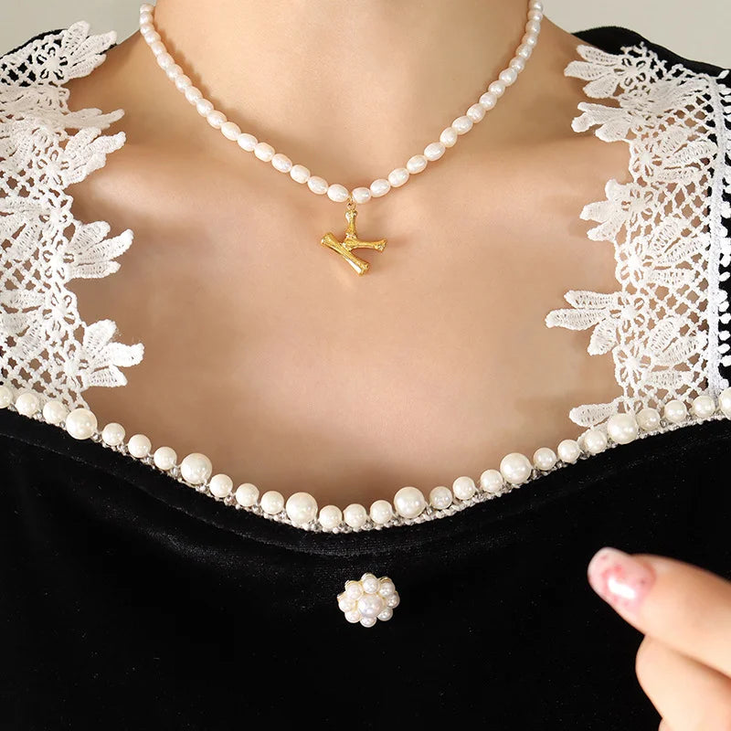 Ayo Letter Pearl Necklace
