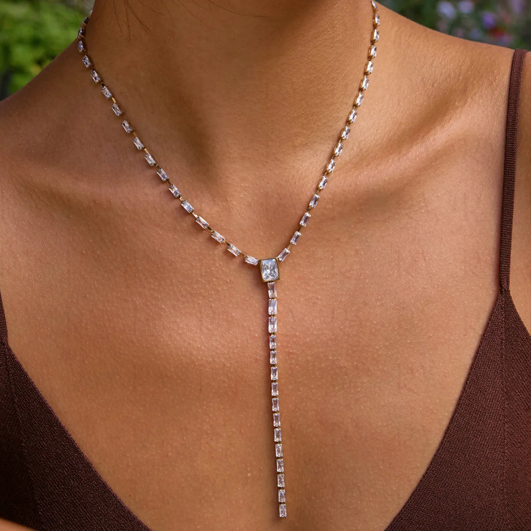 Lumi Baguette Drop Necklace