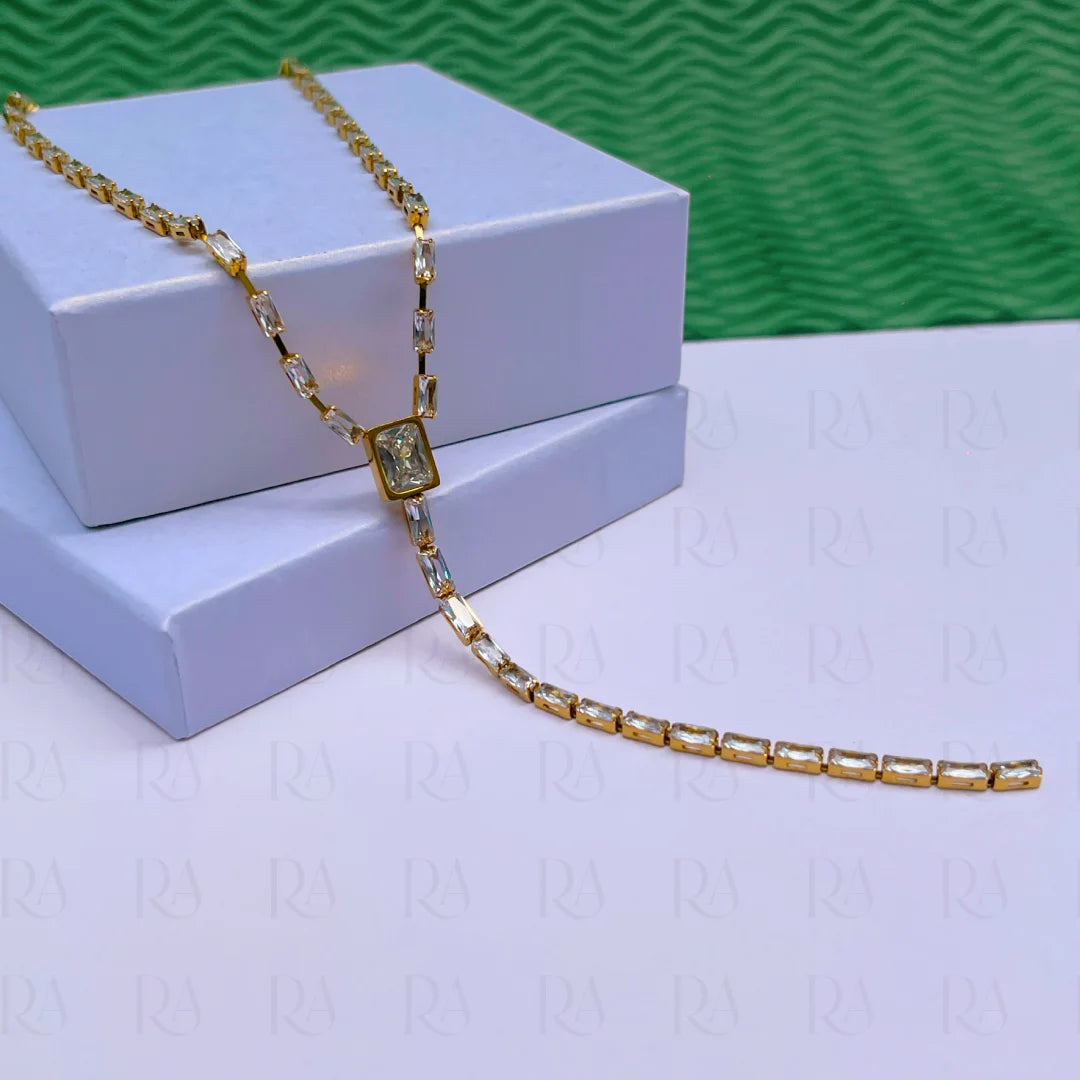 Lumi Baguette Drop Necklace
