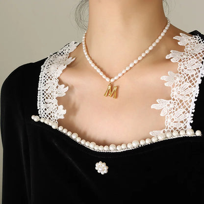 Ayo Letter Pearl Necklace