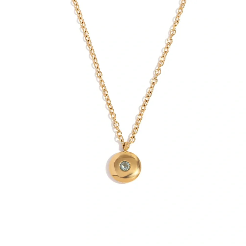 Dainty Birthstone Necklace, March | Aquamarine
