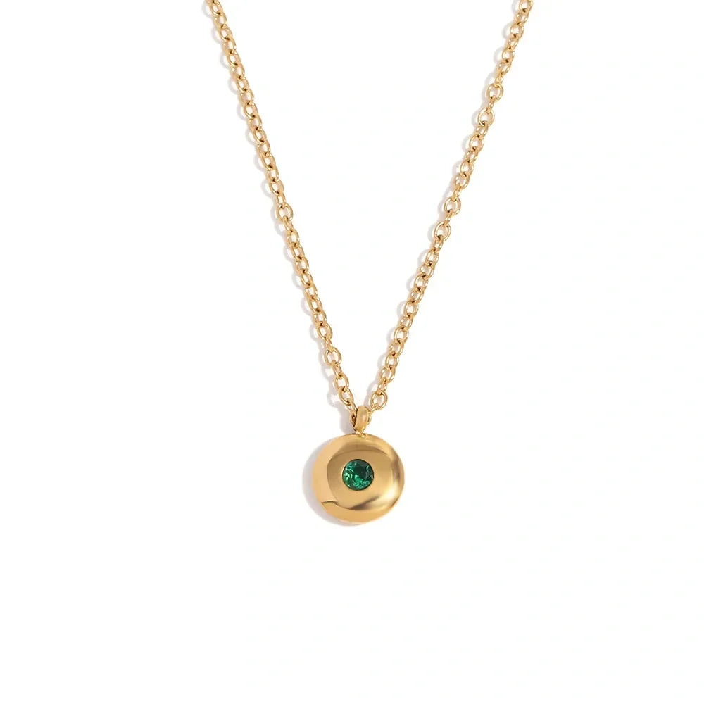 Dainty Birthstone Necklace, May | Emerald