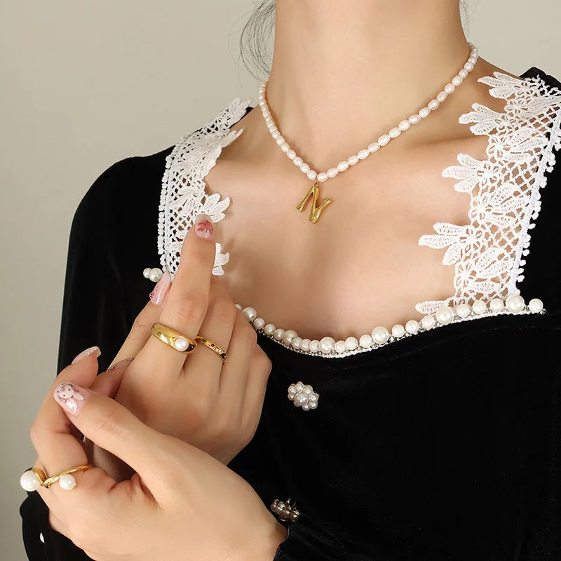 Ayo Letter Pearl Necklace