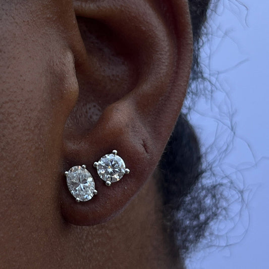 Oval Diamond Stud Earrings