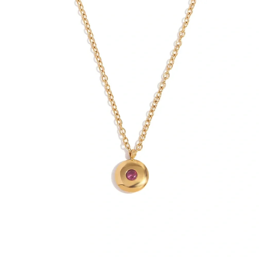 Dainty Birthstone Necklace, October | Tourmaline