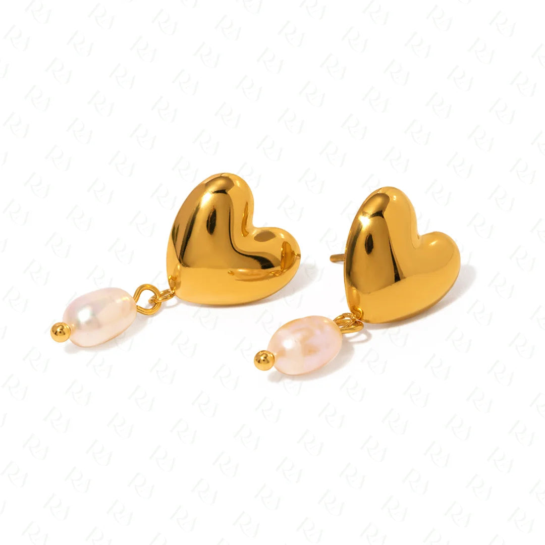 Okan Heart Pearl Earrings