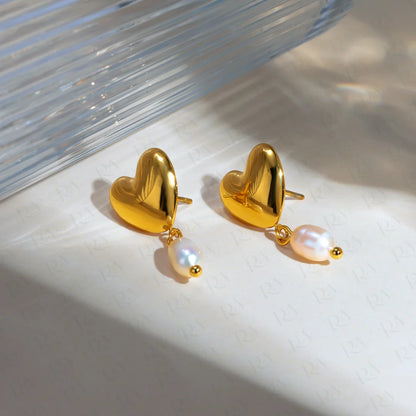 Okan Heart Pearl Earrings