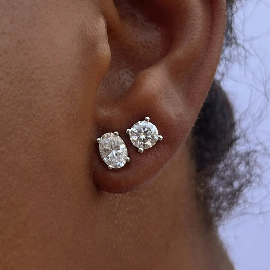Oval Diamond Stud Earrings