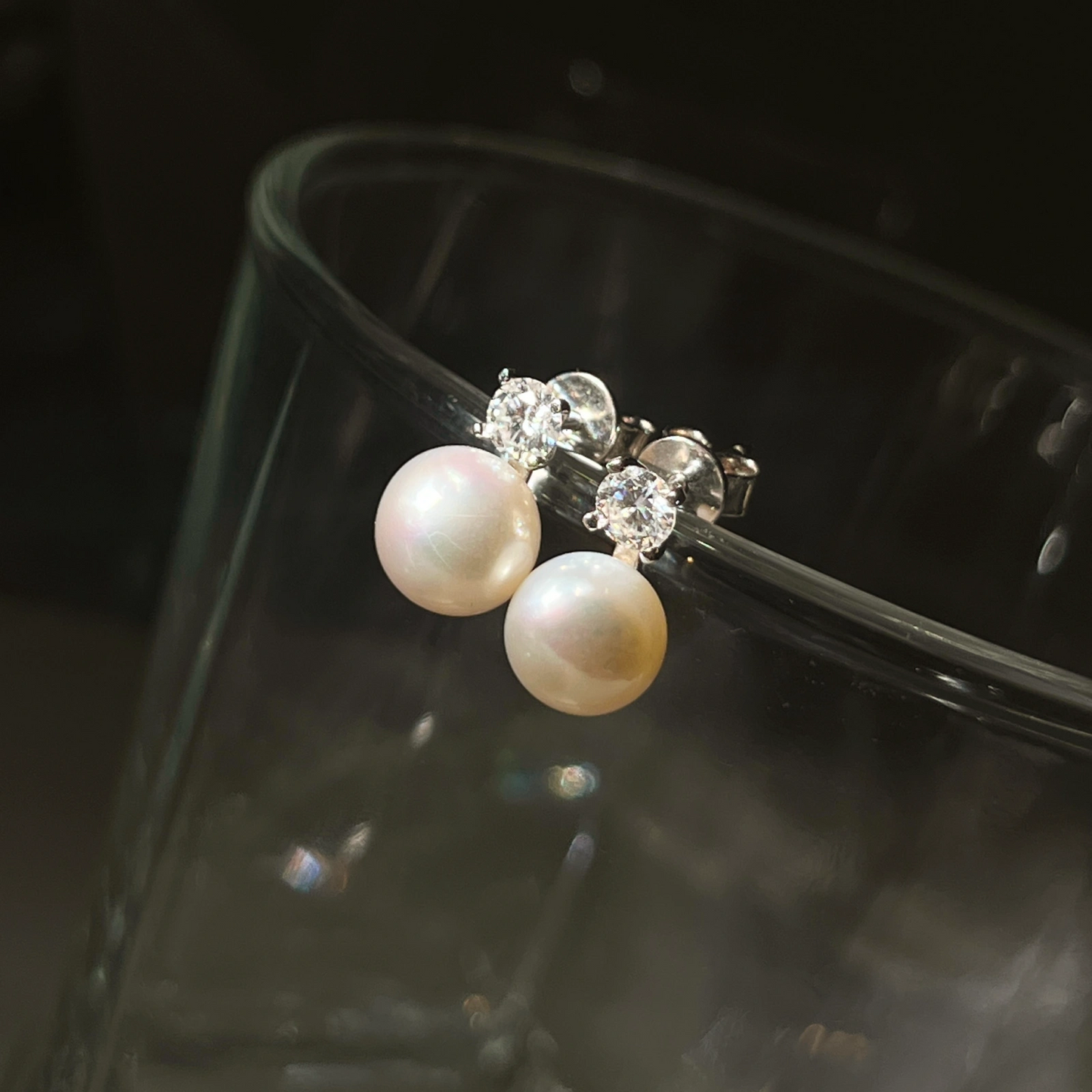 Pearl Diamond Stud Earrings