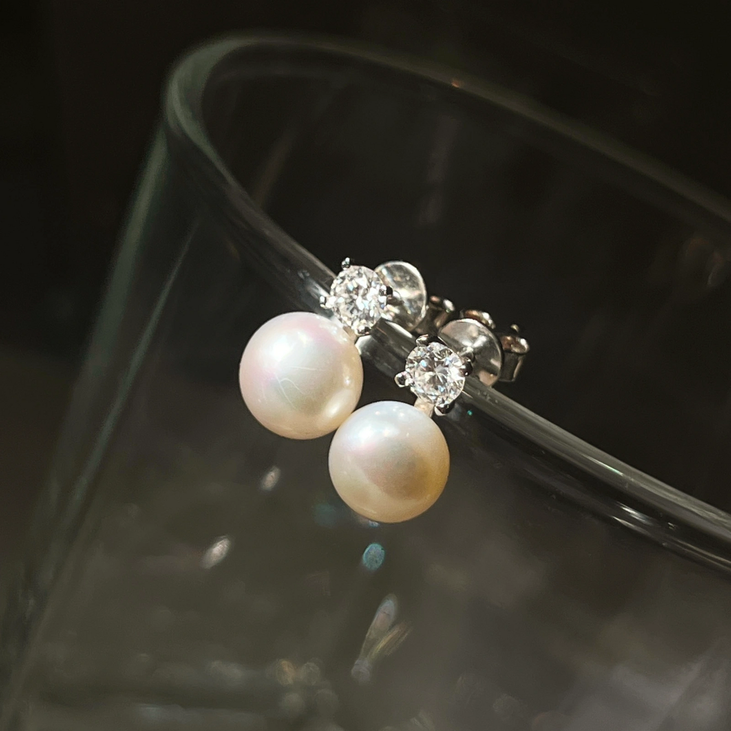 Pearl Diamond Stud Earrings