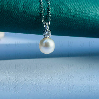 Pearl Diamond Stud Necklace