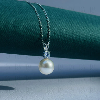 Pearl Diamond Stud Necklace