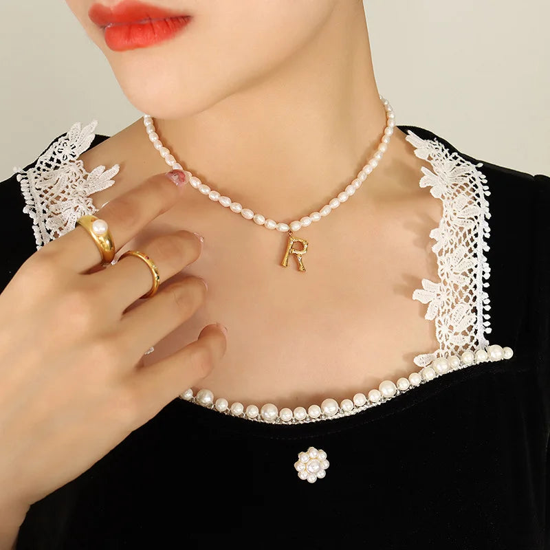 Ayo Letter Pearl Necklace