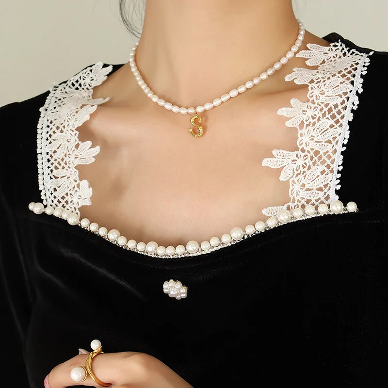 Ayo Letter Pearl Necklace