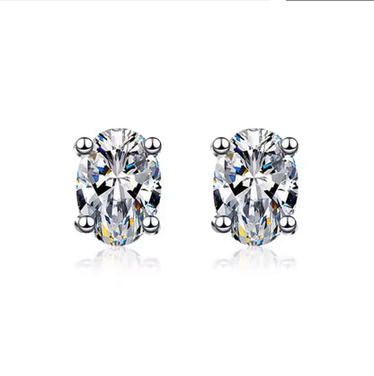 Oval Diamond Stud Earrings
