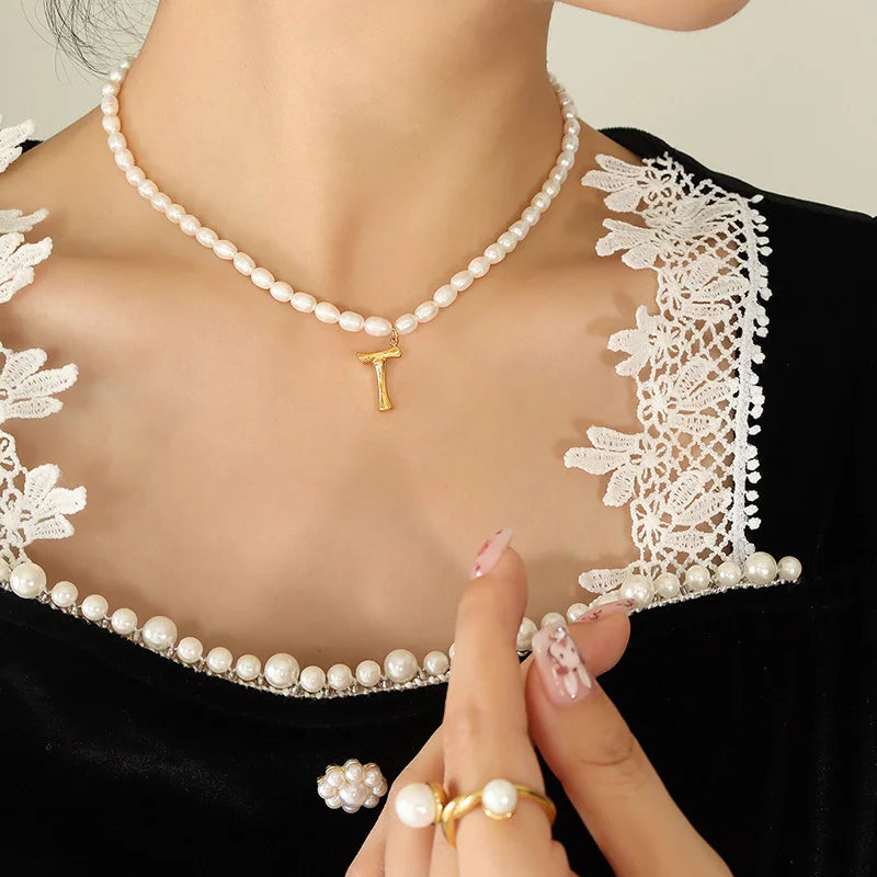 Ayo Letter Pearl Necklace