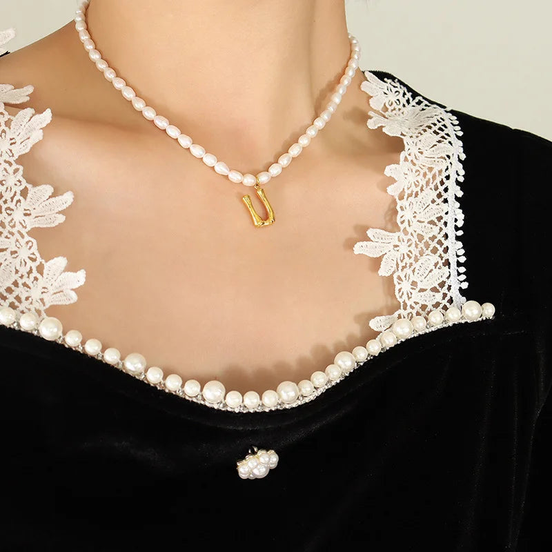 Ayo Letter Pearl Necklace