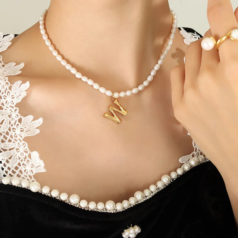 Ayo Letter Pearl Necklace