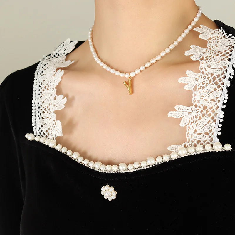 Ayo Letter Pearl Necklace