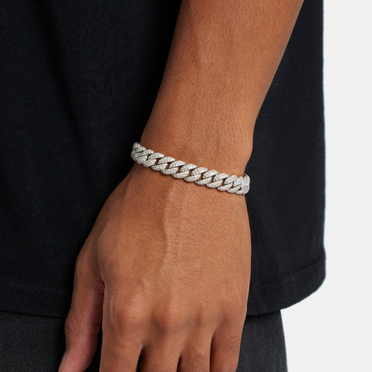 8MM Iced Cuban Bracelet (Silver)