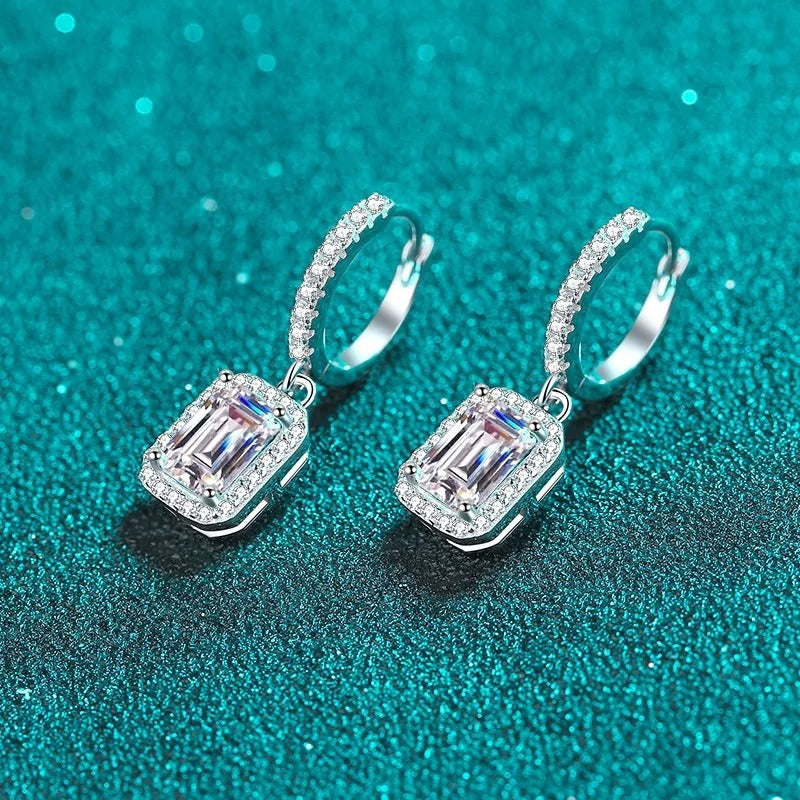 Silver Emerald Drop Earrings