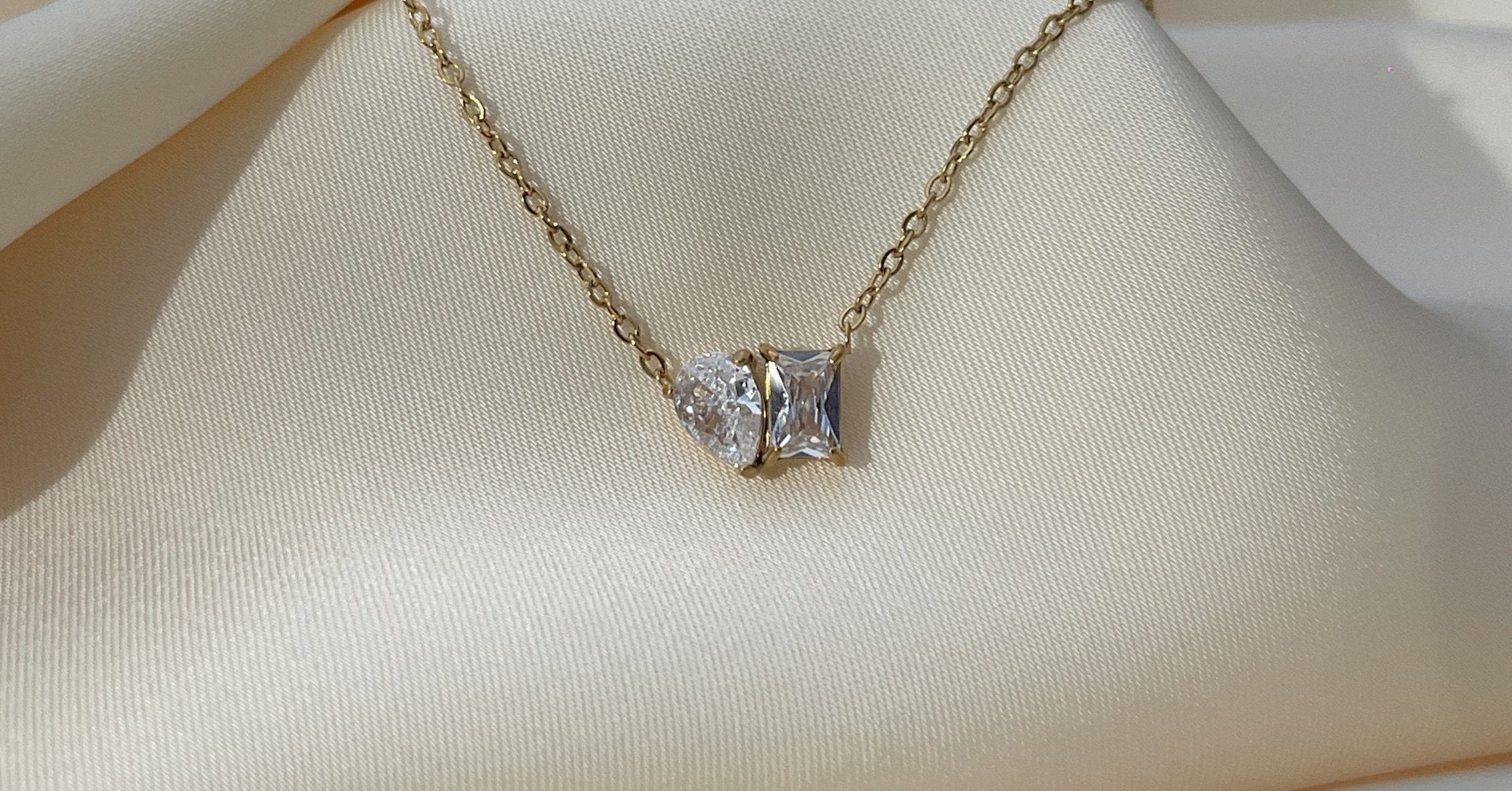Ada's Necklace on cream satin - For the moments worth marking